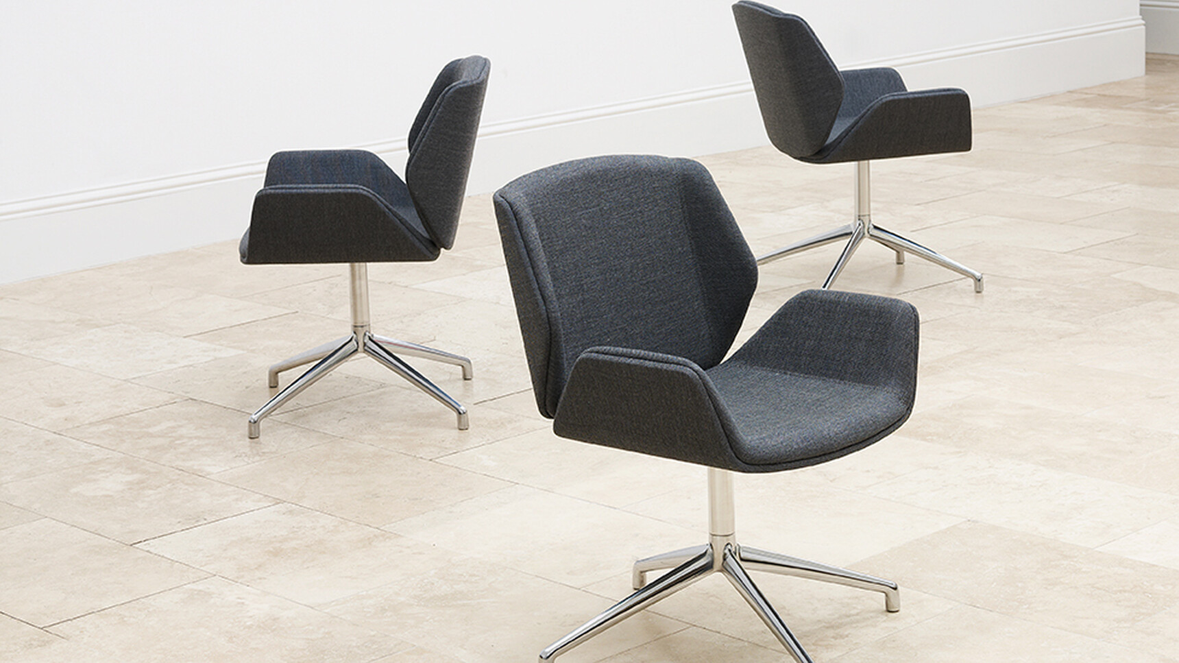 Boss Design Kruze Four Star Base Side Chairs Grey Upholstery In Situ