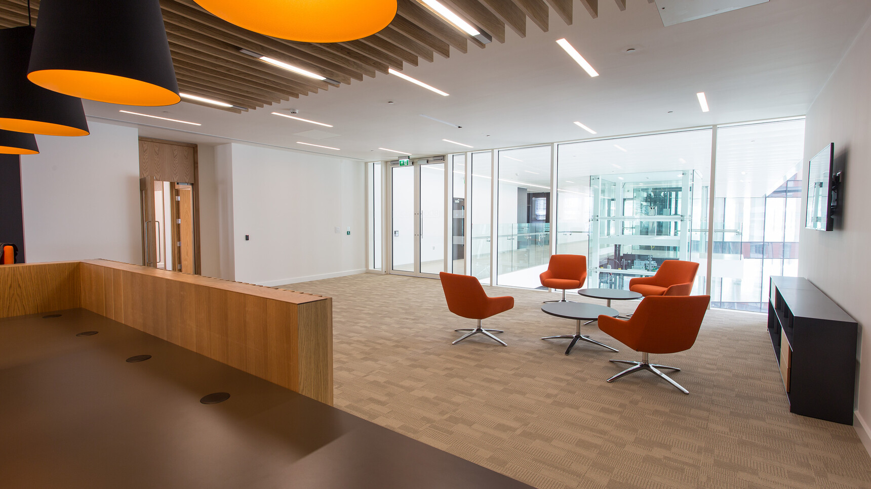 Boss Design Marnie Mid Back 4 Star Base Lounge Chairs Orange In Office Environment