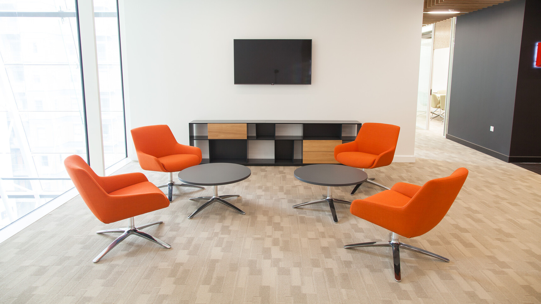 Boss Design Marnie Mid Back 4 Star Base Lounge Chairs Orange In Office