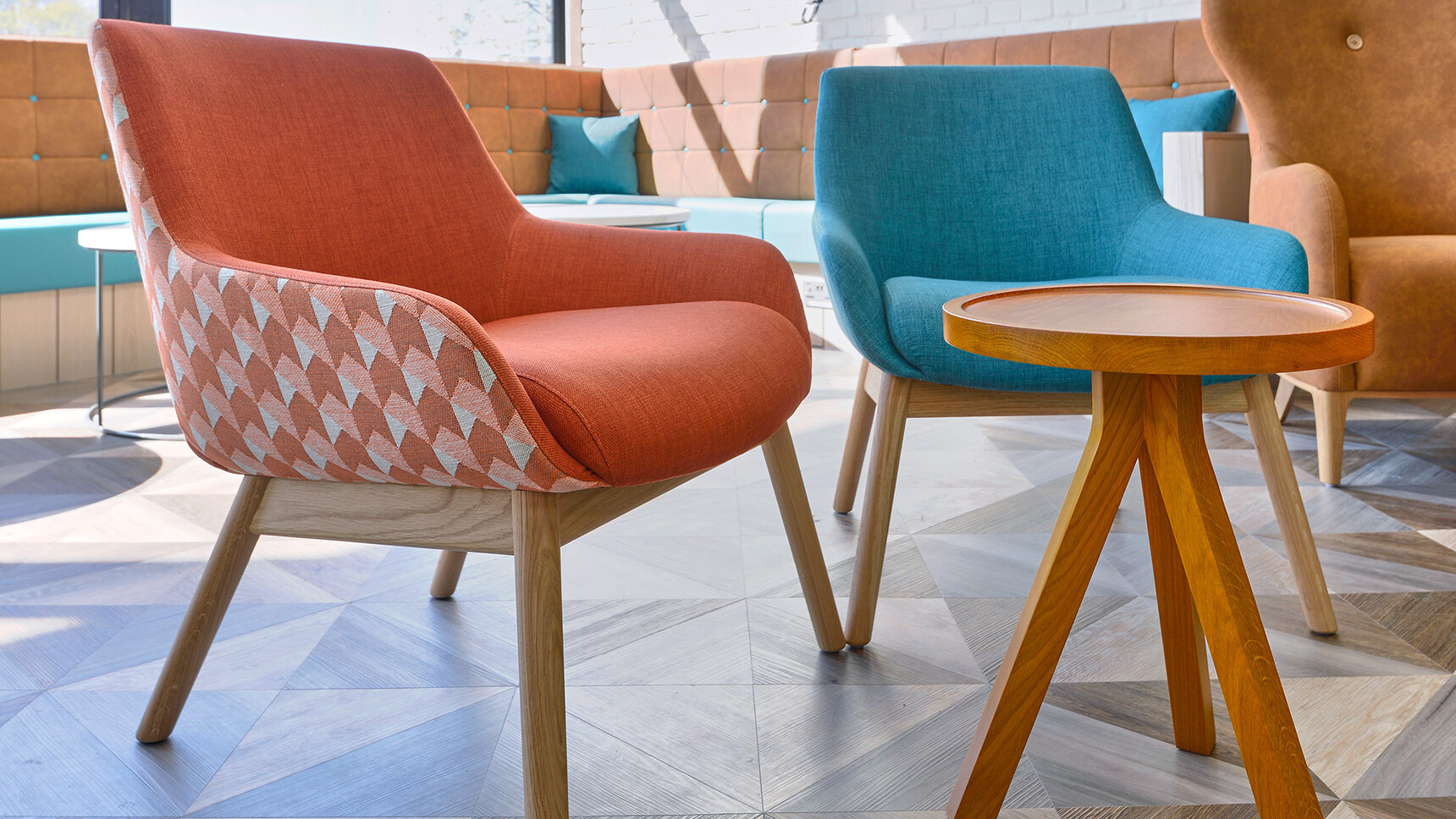 Boss Design Marnie Mid Back Wood Base Lounge Chairs In Lounge