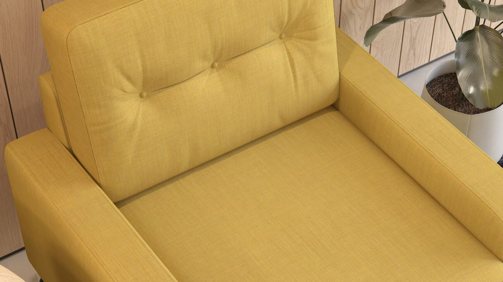 Elite Dalton One-Seater Sofa With Narrow Arms Yellow Upholstery Detail Image
