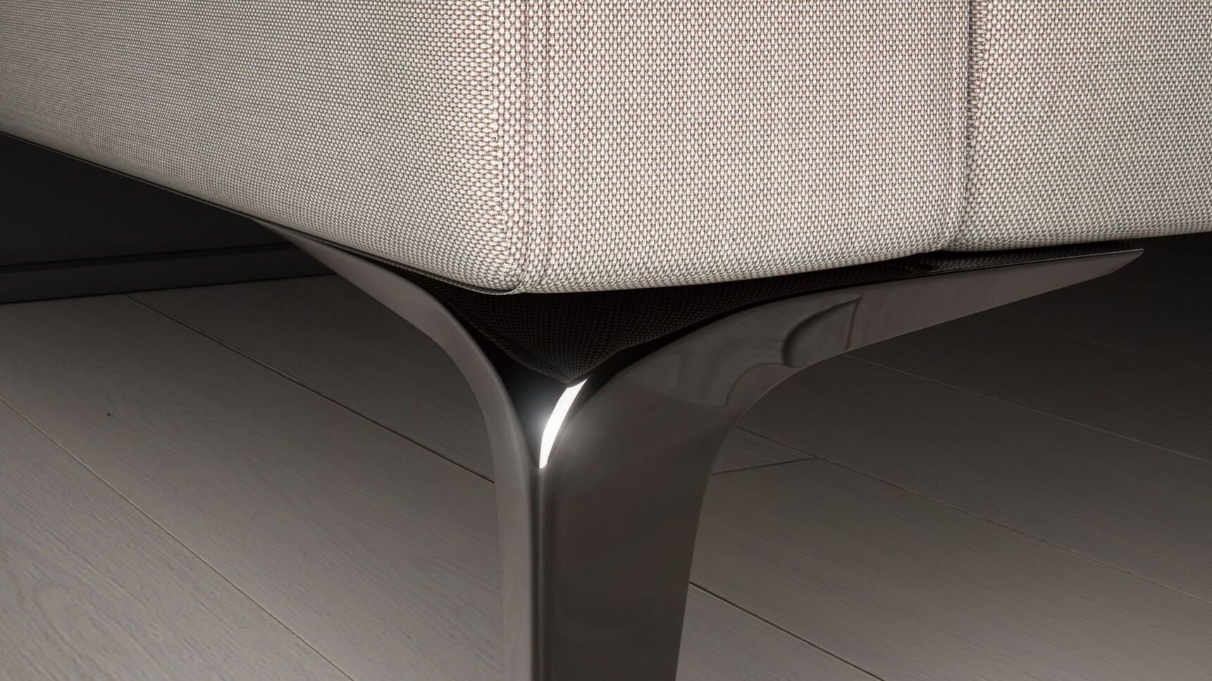 Elite Dalton One-Seater Sofa With Narrow Arms Black Chrome Base Detail Image