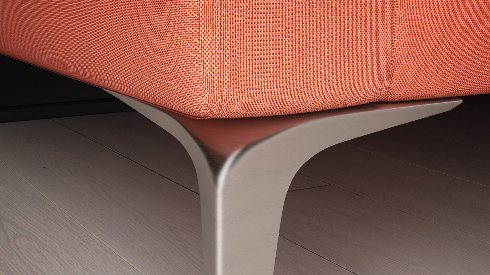 Elite Dalton One-Seater Sofa With Narrow Arms Brushed Silver Base Detail Image