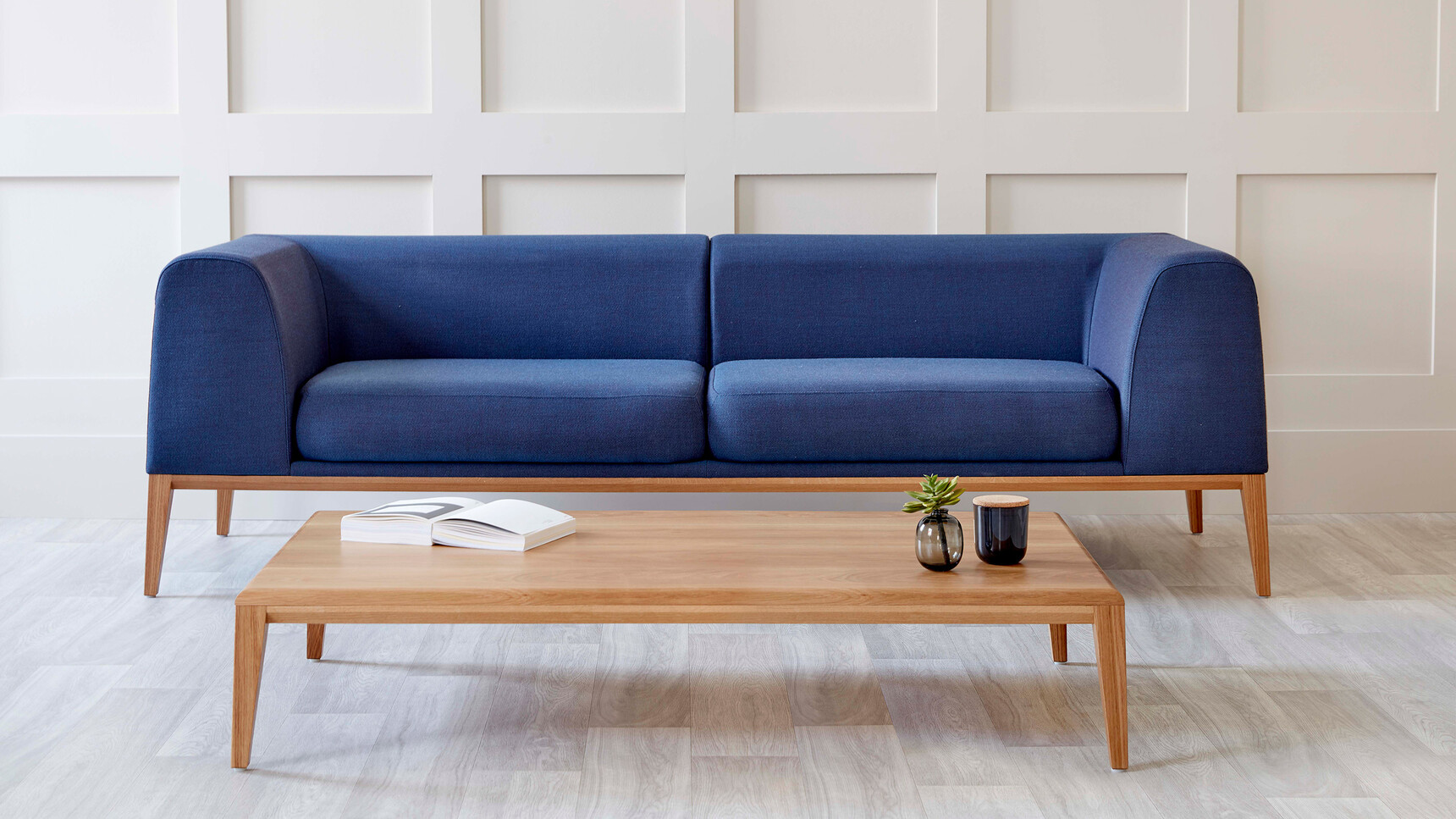 Boss Design Maysa Large Sofa Blue Upholstery With Coffee Table Family Image