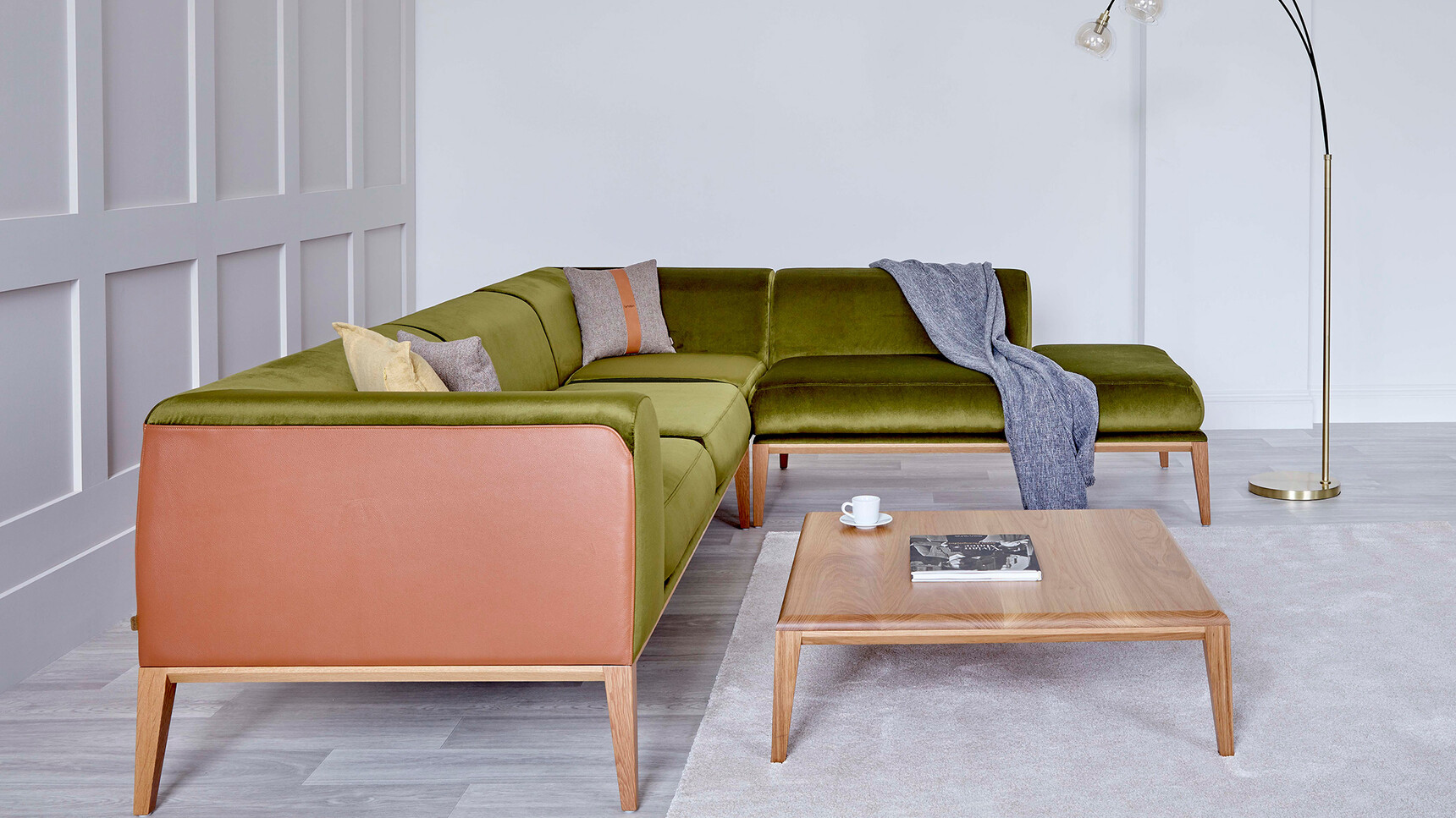 Boss Design Maysa Modular Sofa Green Upholstery With Coffee Table In Situ