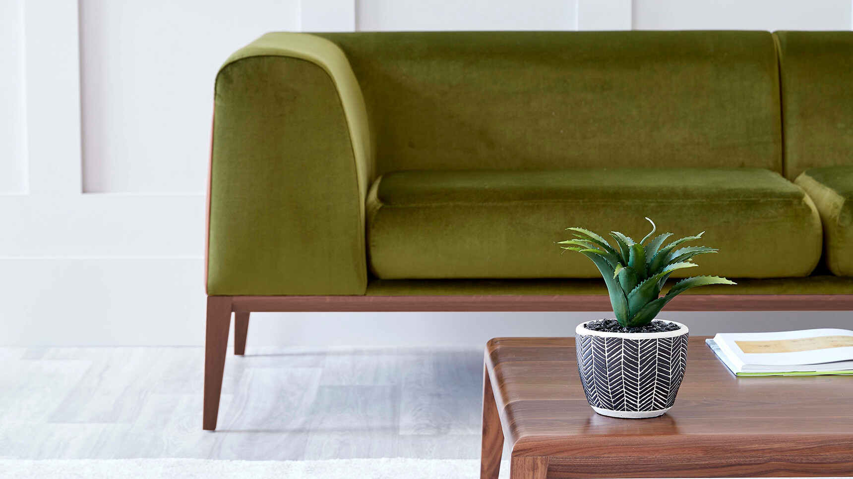 Boss Design Maysa Modular Sofa Green Upholstery With Coffee Table Detail Image