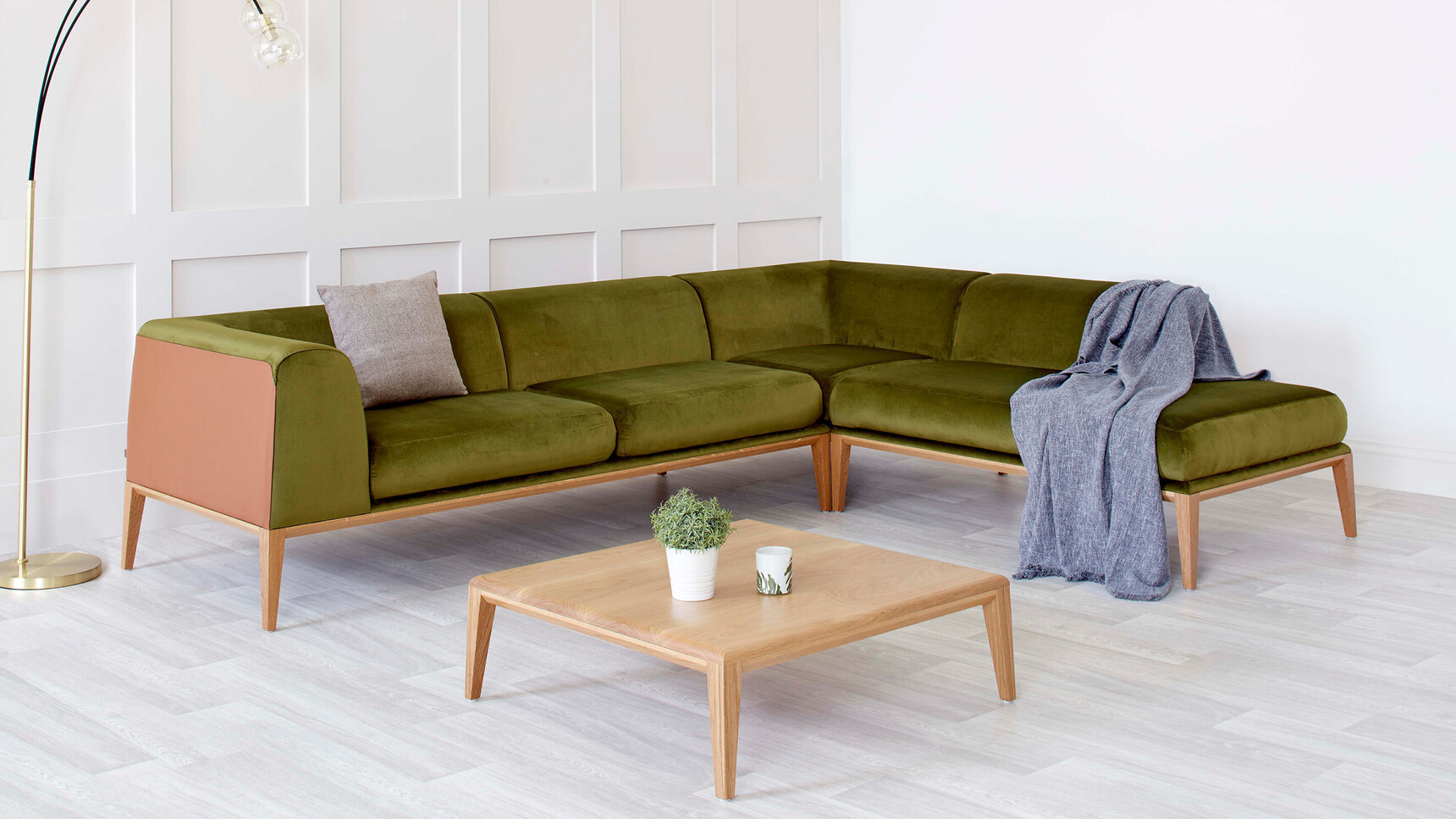 Boss Design Maysa Modular Sofa Green Upholstery Oak Frame In Office Environment