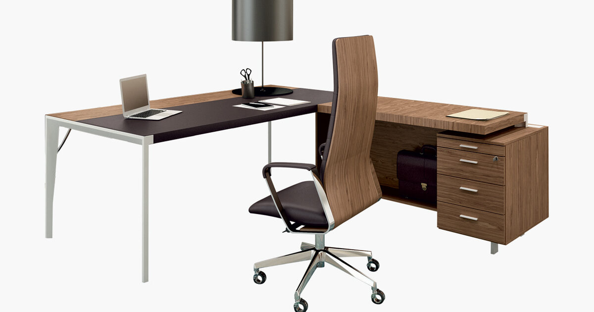 Executive desk with discount leather inlay