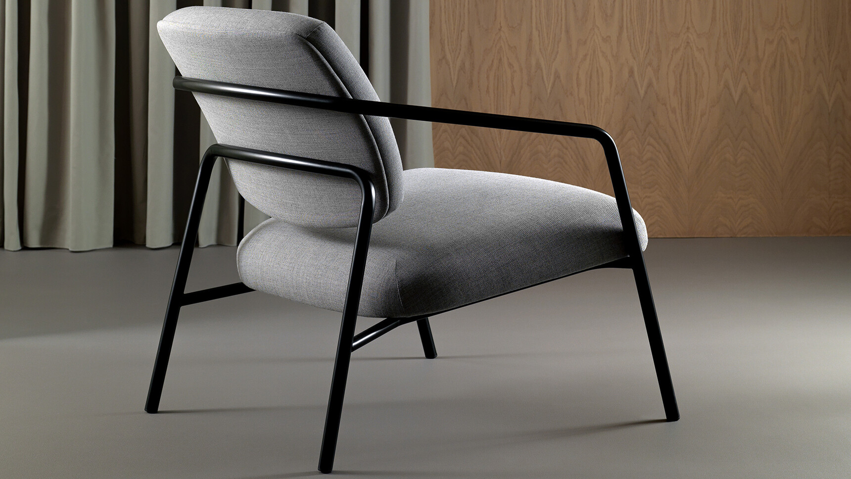 Boss Design Rosa Lounge Armchair Black Frame Grey Upholstery Family Image