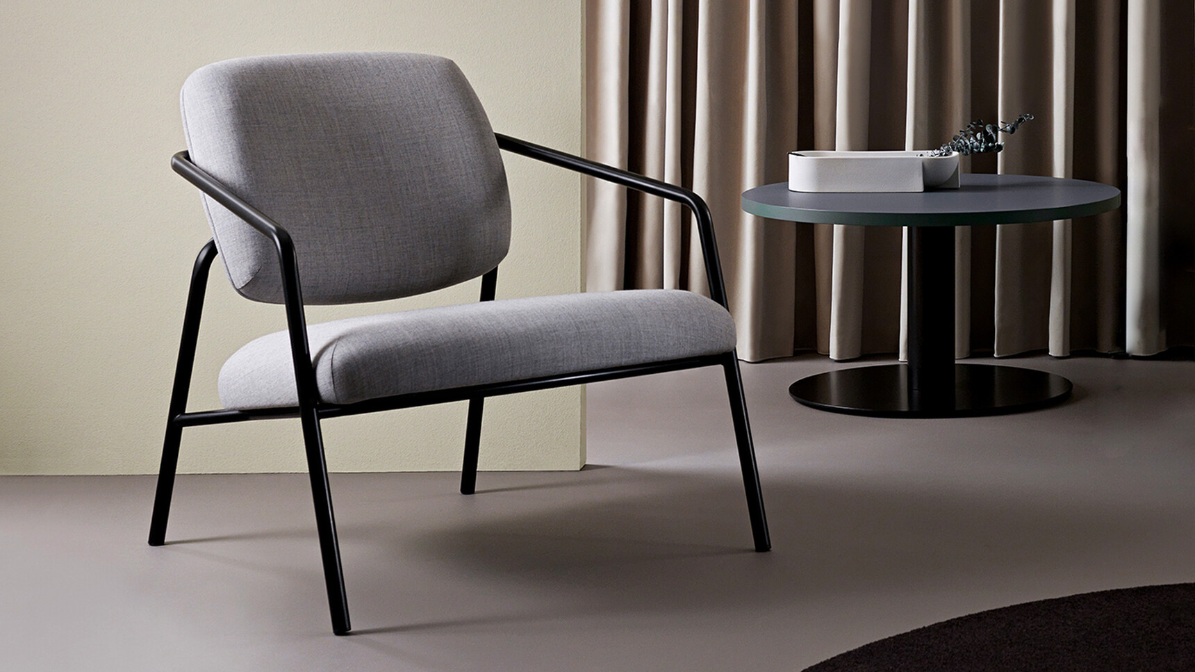 Boss Design Rosa Lounge Armchair Grey Upholstery With Table Family Image