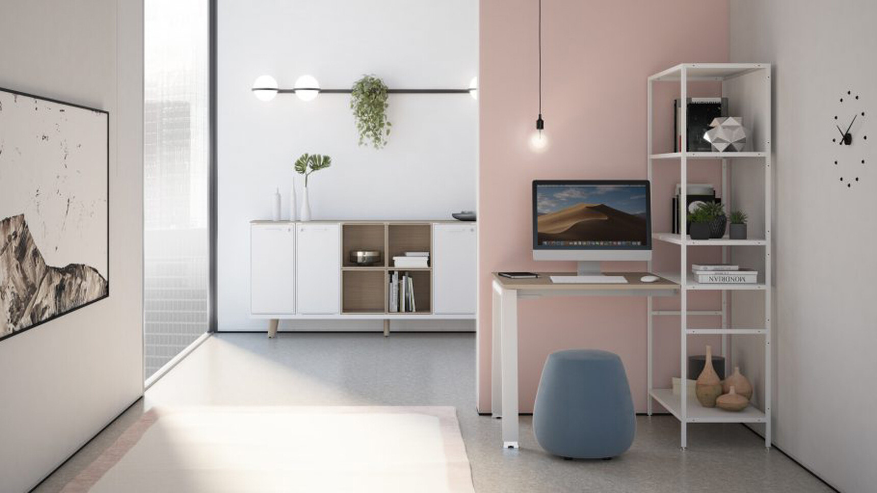 Bralco Take Off Home Office Desk With Storage White Finish In Home Office With Stool