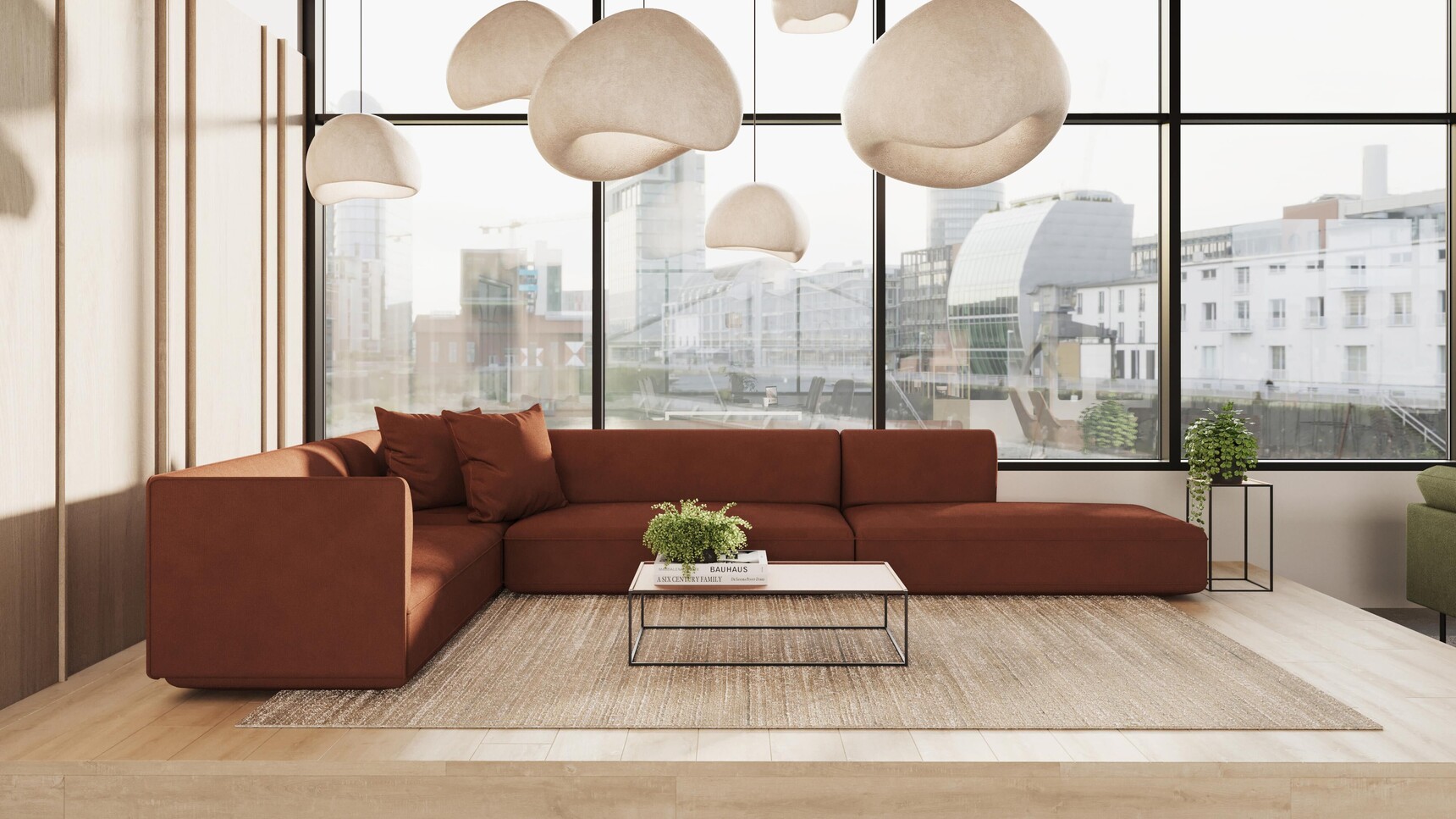 Workstories Settle Rectangular Coffee Table In Office Setting