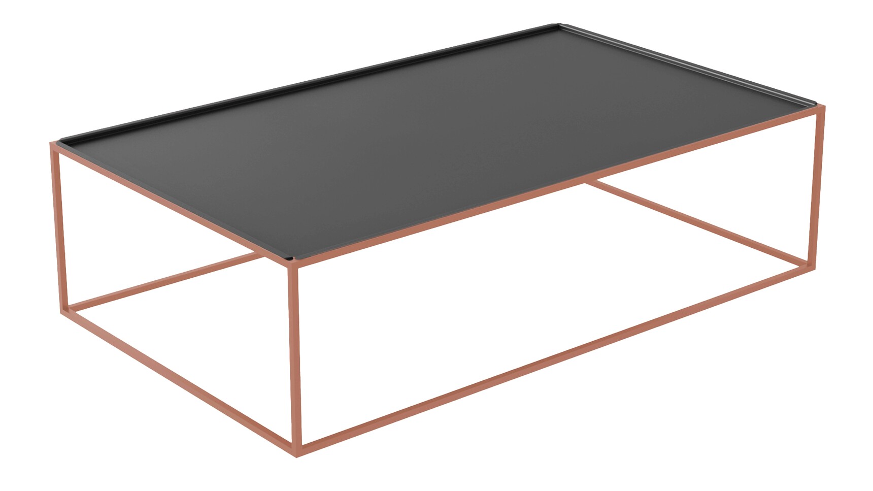 Workstories Settle Rectangular Coffee Table Black Top Rusty Red Frame Family Image