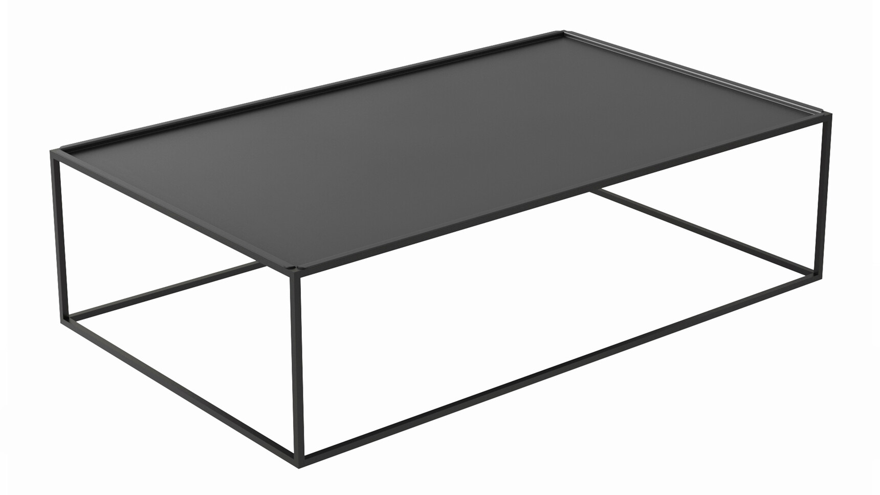 Workstories Settle Rectangular Coffee Table Black Top Black Frame Family Image