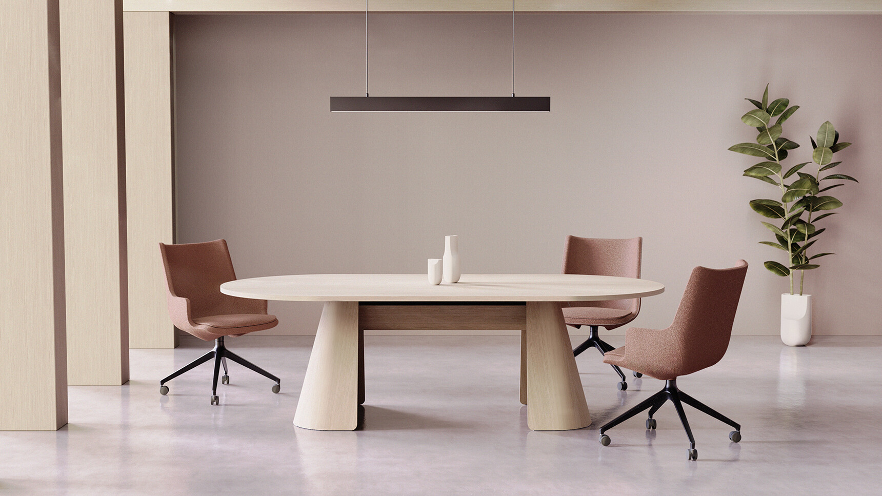 Workstories Alta Meeting Table Natural Finish In Office Setting