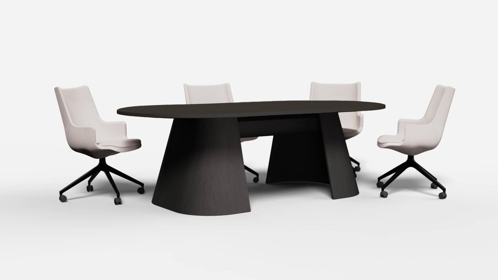 Workstories Alta Meeting Table Black Finish With Four Chairs Family Image