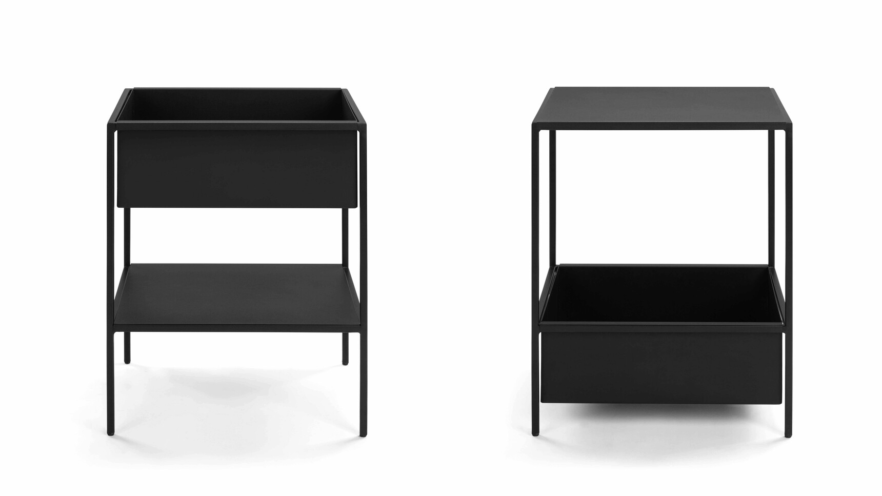 Workstories Urban Side Table 1x Planter 1x Shelf Black Front Family Image
