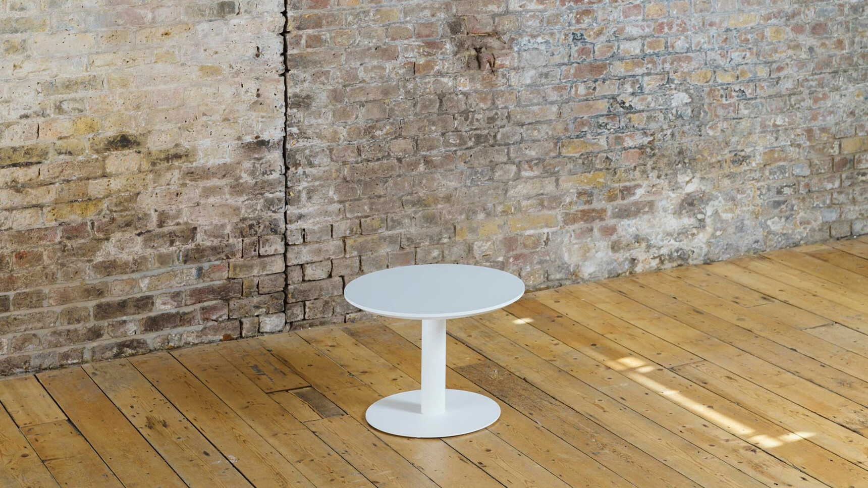 Workstories Pedestal Pound Coffee Table White Finish Family Image
