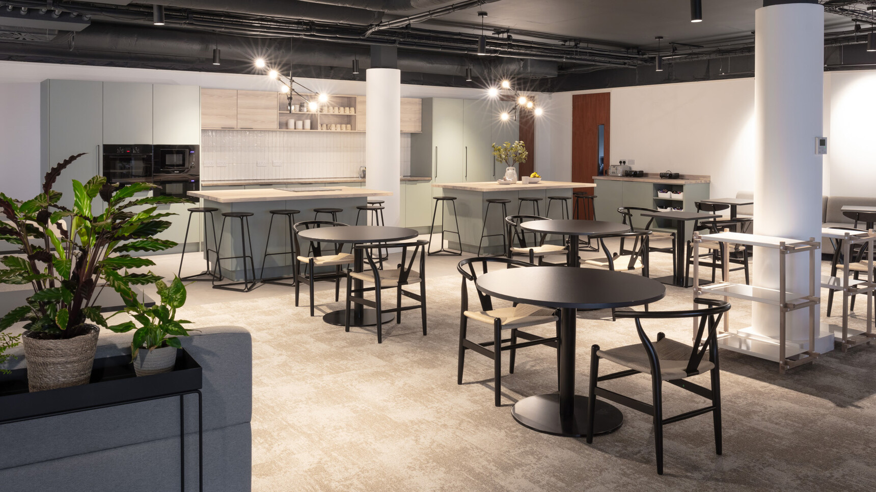 Workstories Pedestal Round Café Tables With Round Base In Café Setting