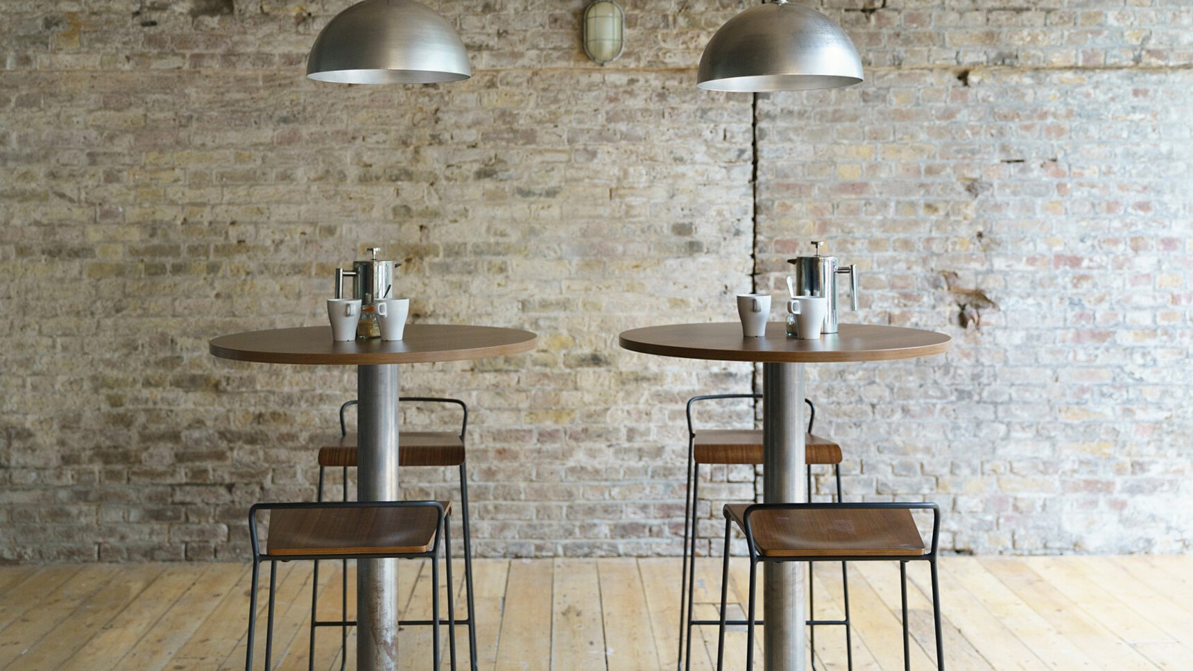 Workstories Pedestal Round Poseur Height Tables With Round Base In Office Environment