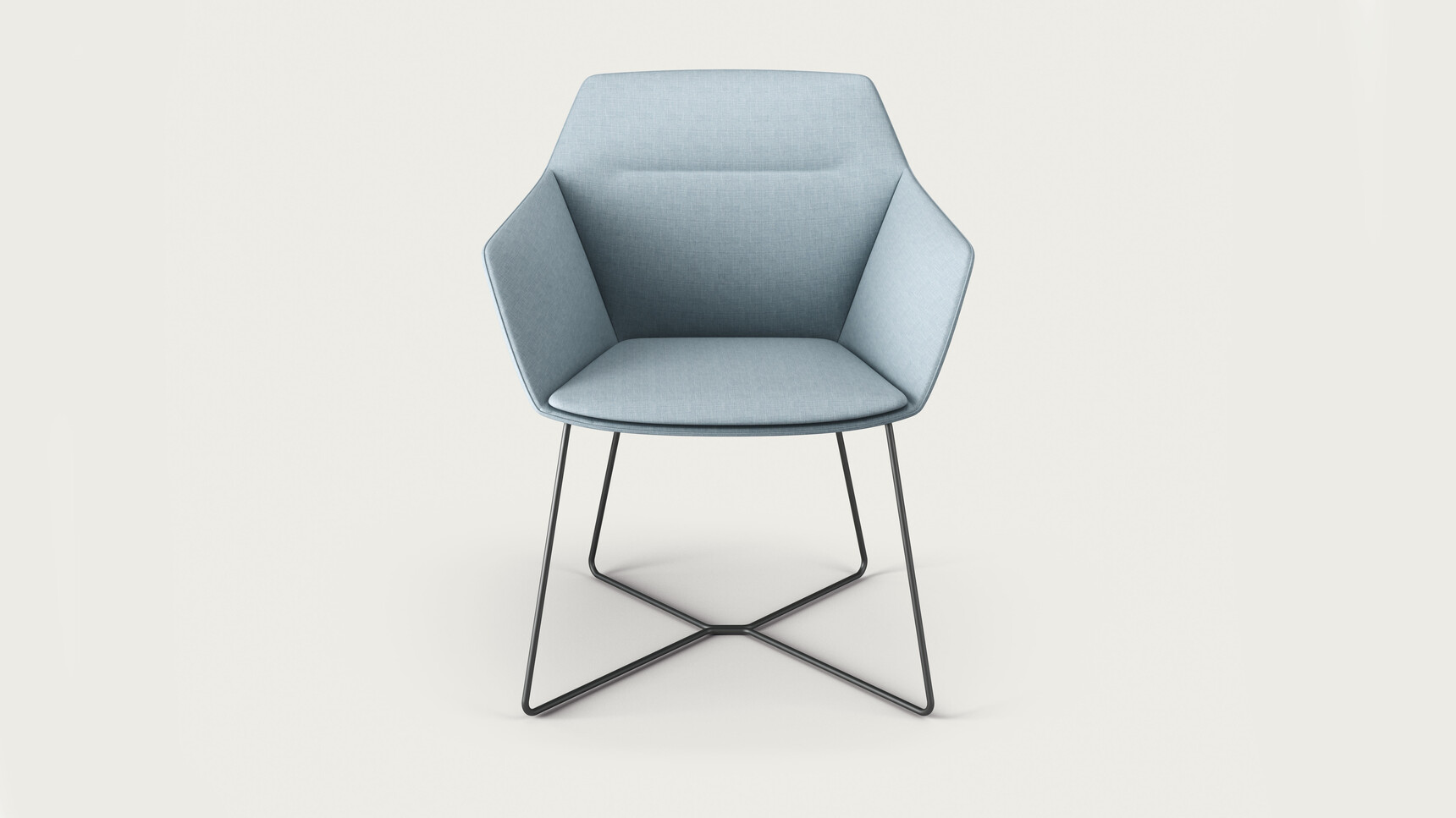 Brunner Ray Soft Swivel Low Back Chair With Integrated Arms | Sled Base 9614A Blue Upholstery Family Image