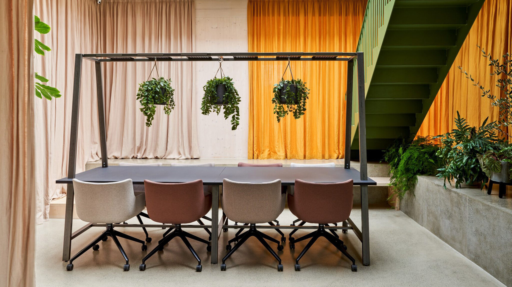 Workstories Draft Station Meeting Table Raw Finish In Office Environment