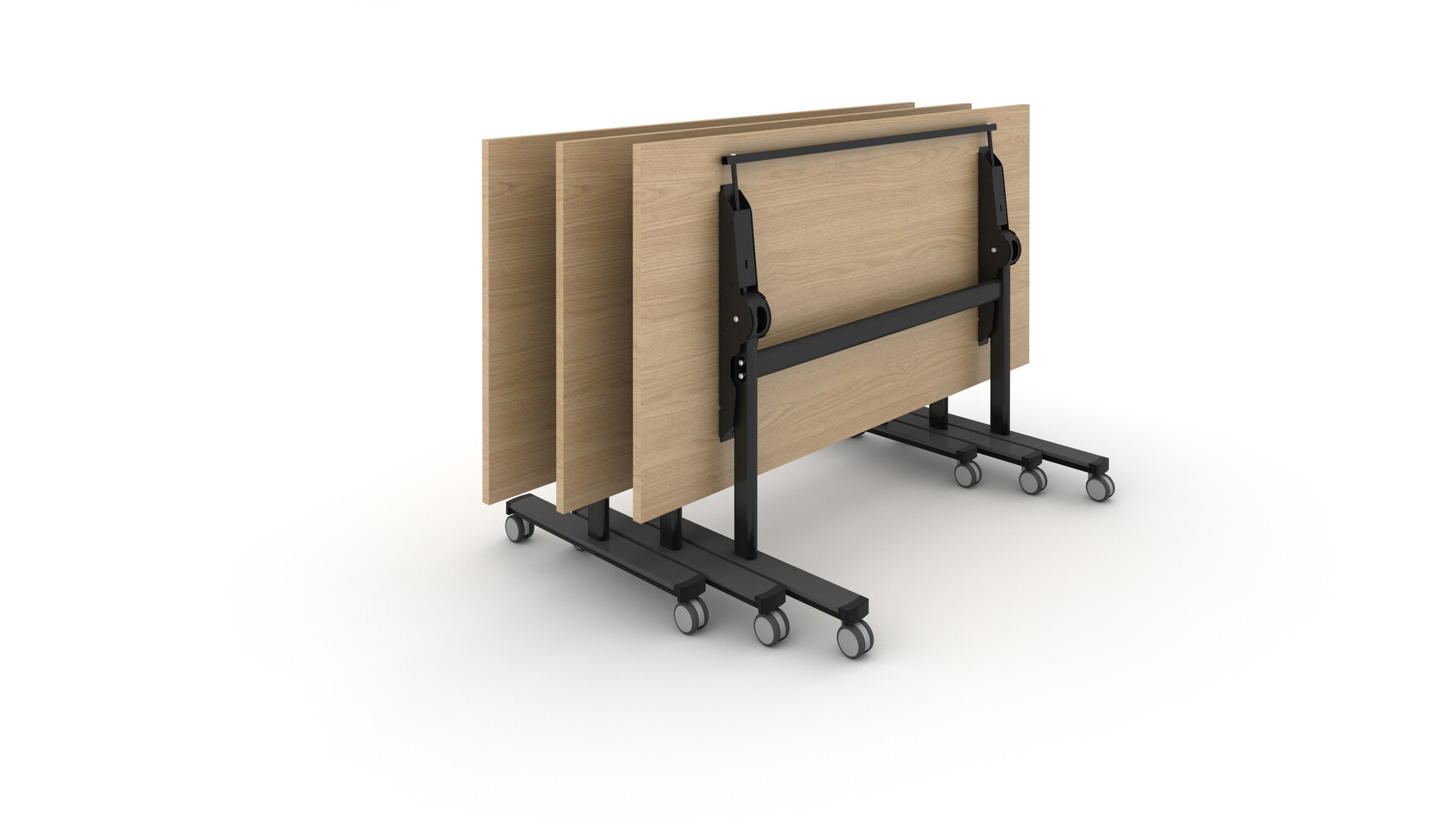 Workstories FlipTop Black frame Portofino Cherry Top Folded Family Image