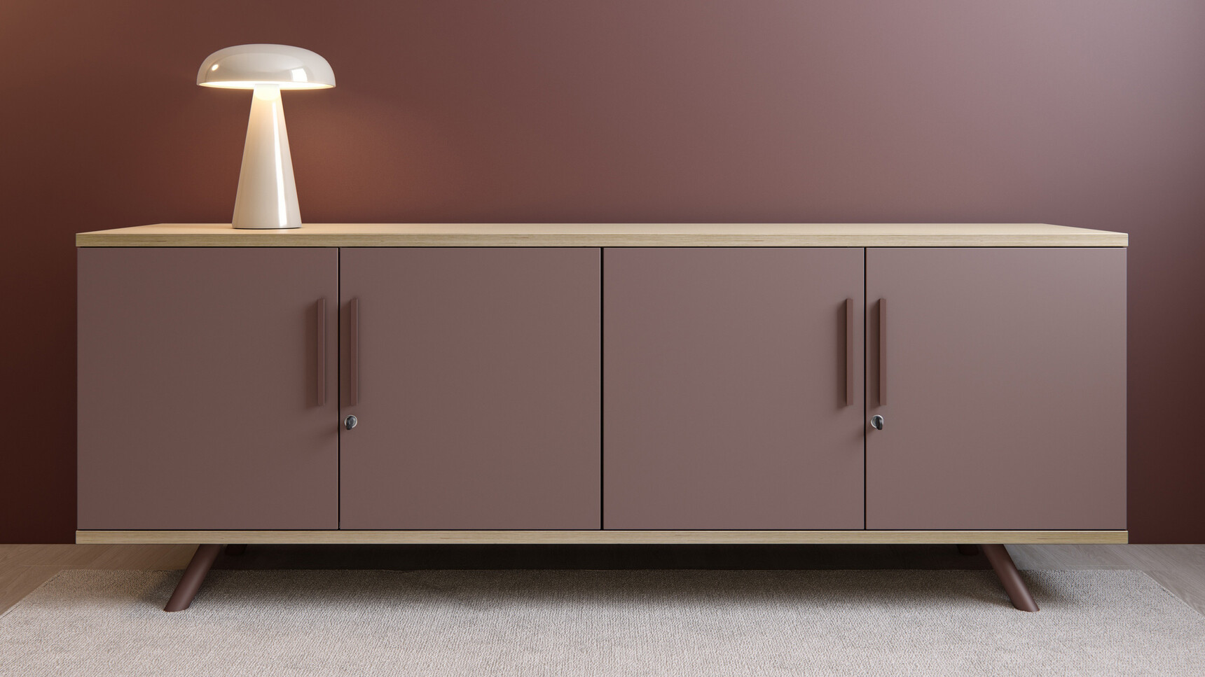 Elite Flare Boardroom Storage Unit | 4 Doors Terracotta Finish Family Image