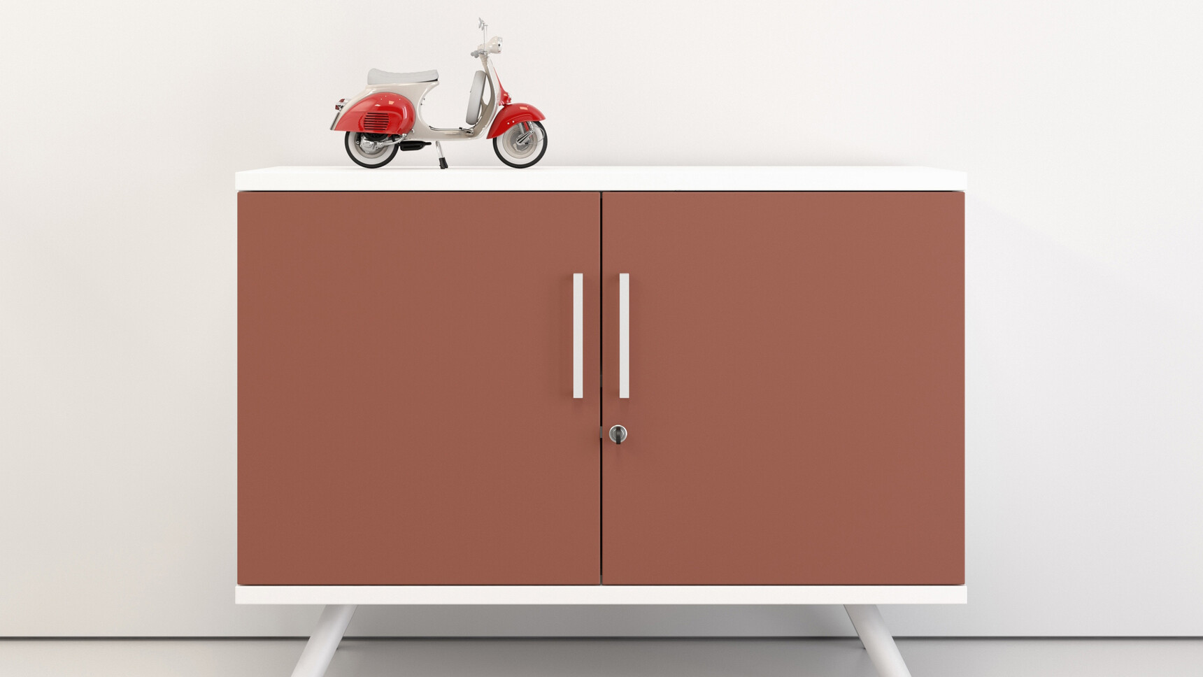 Elite Flare Boardroom Storage Unit | 2 Doors Terracotta Finish In Office Furniture