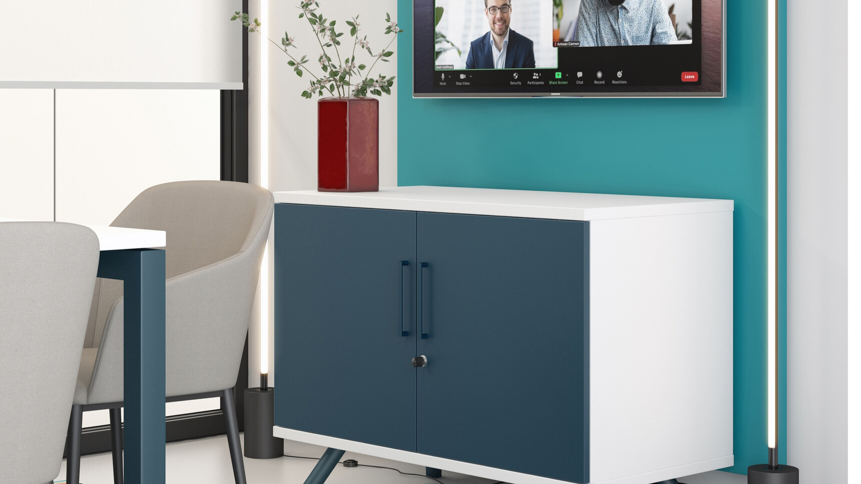 Elite Flare Boardroom Storage Unit | 2 Doors Atlantic Blue Finish In Office Furniture