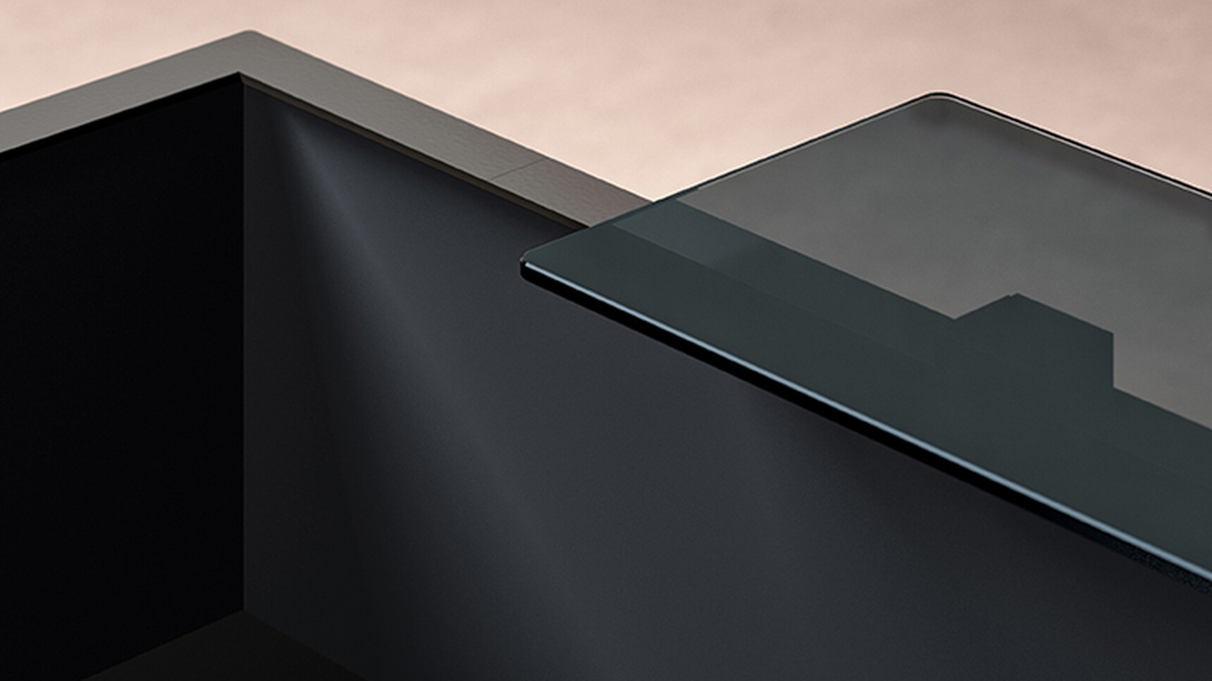 Bralco Outline Reception Counter White Black Glass Finish In Situ