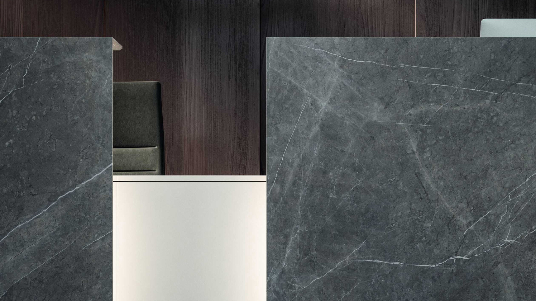 Bralco Lux Reception Counter White Finish With Component VK Finish Detail Image