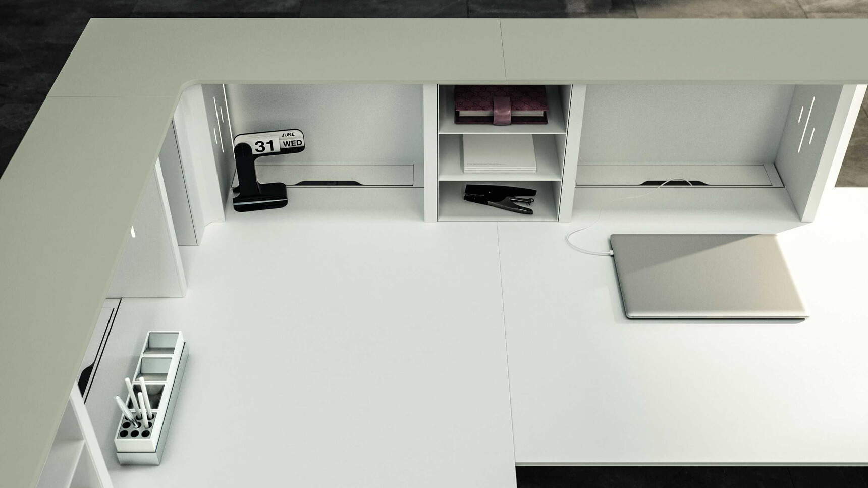 Bralco Lux Reception Counter White Finish Detail Image