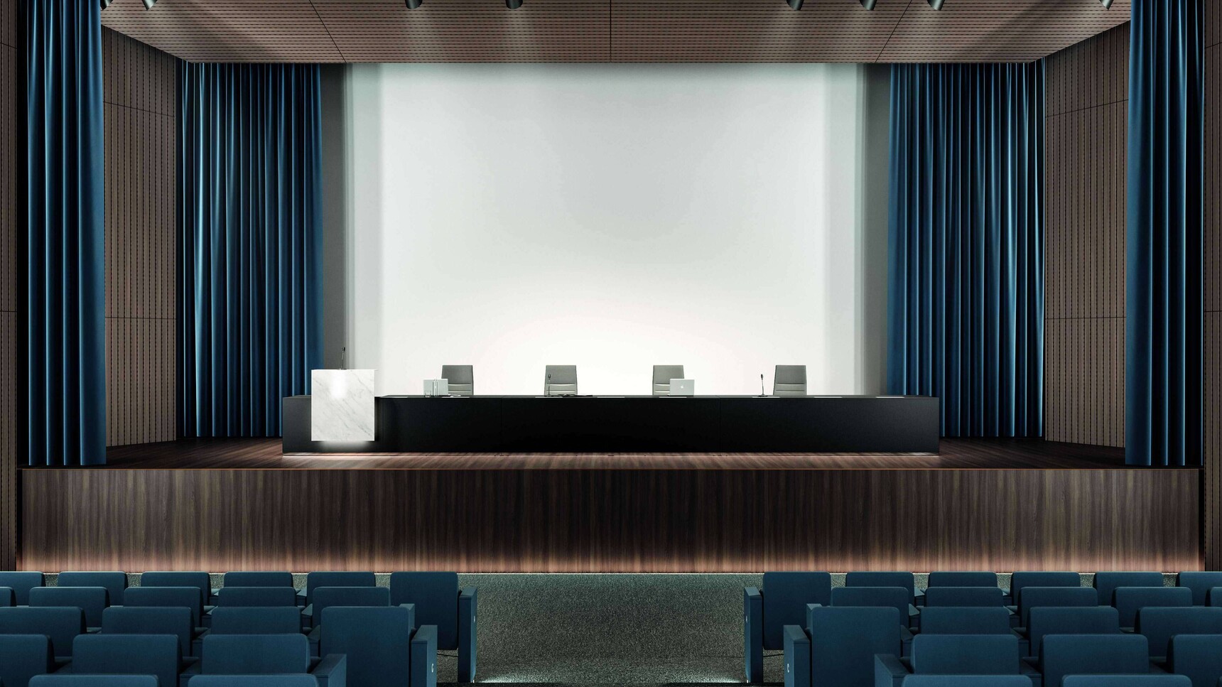 Bralco Lux Reception Counter Black Finish In Conference Hall