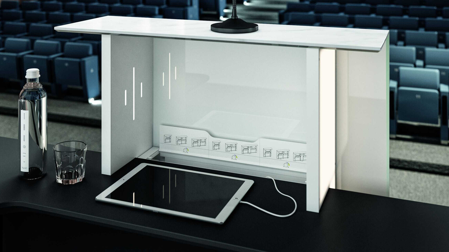 Bralco Lux Reception Counter Black Finish With Component In White Finish Detail Image