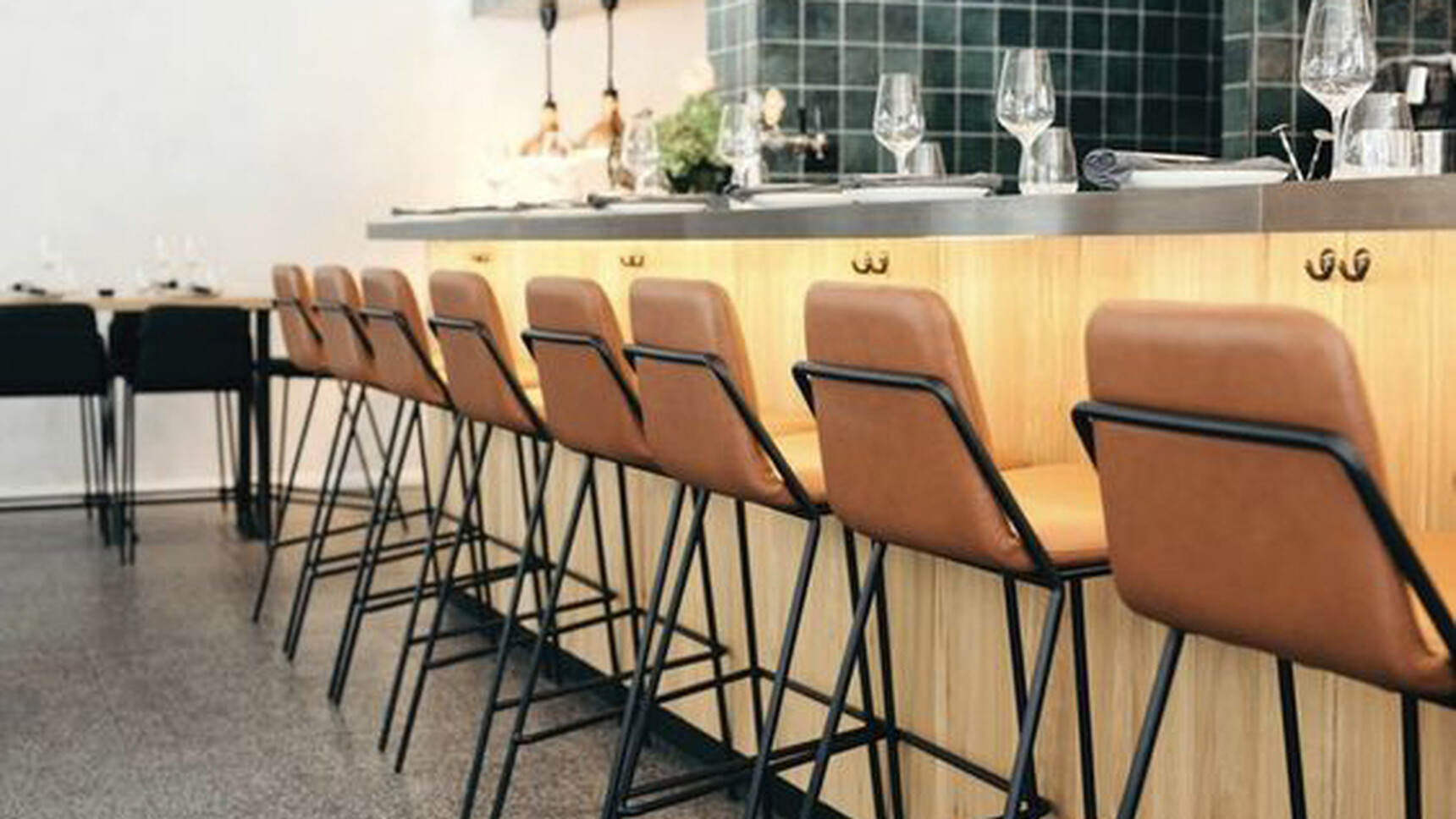 Workstories Sling Counter Stools At Island In Kitchen