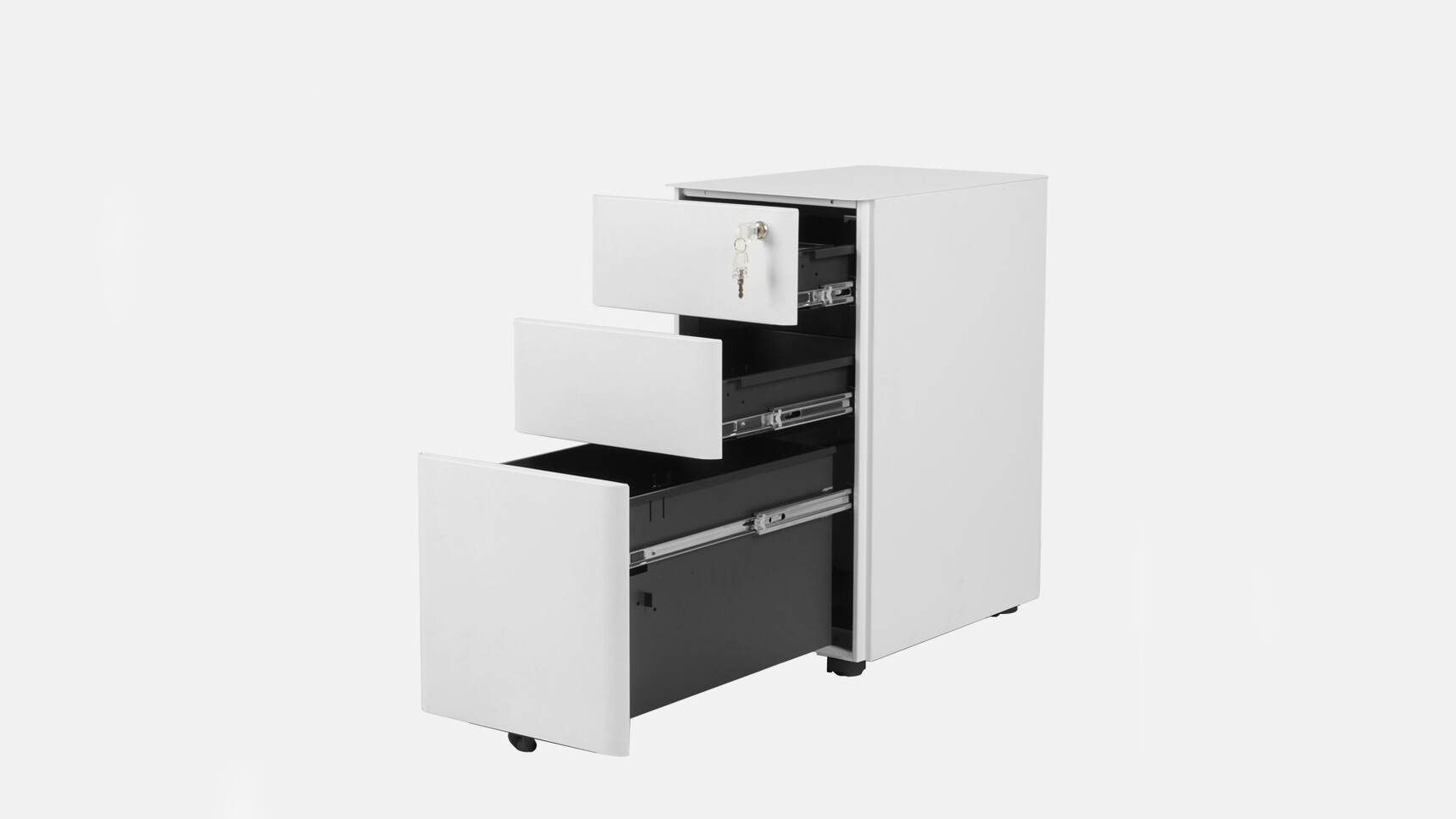 Edit Office Moda L Pedestal White Pedestal With Drawers Open Family Image