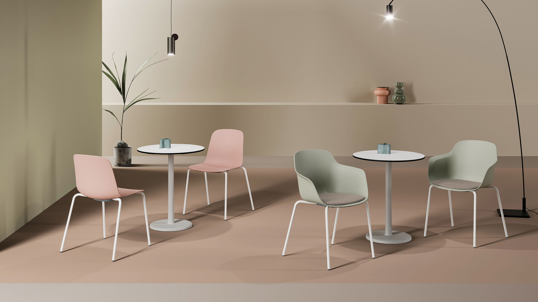 Workstories Cici Side Chairs Four Leg Metal Base Pink Frame Finish At Tables Family Image