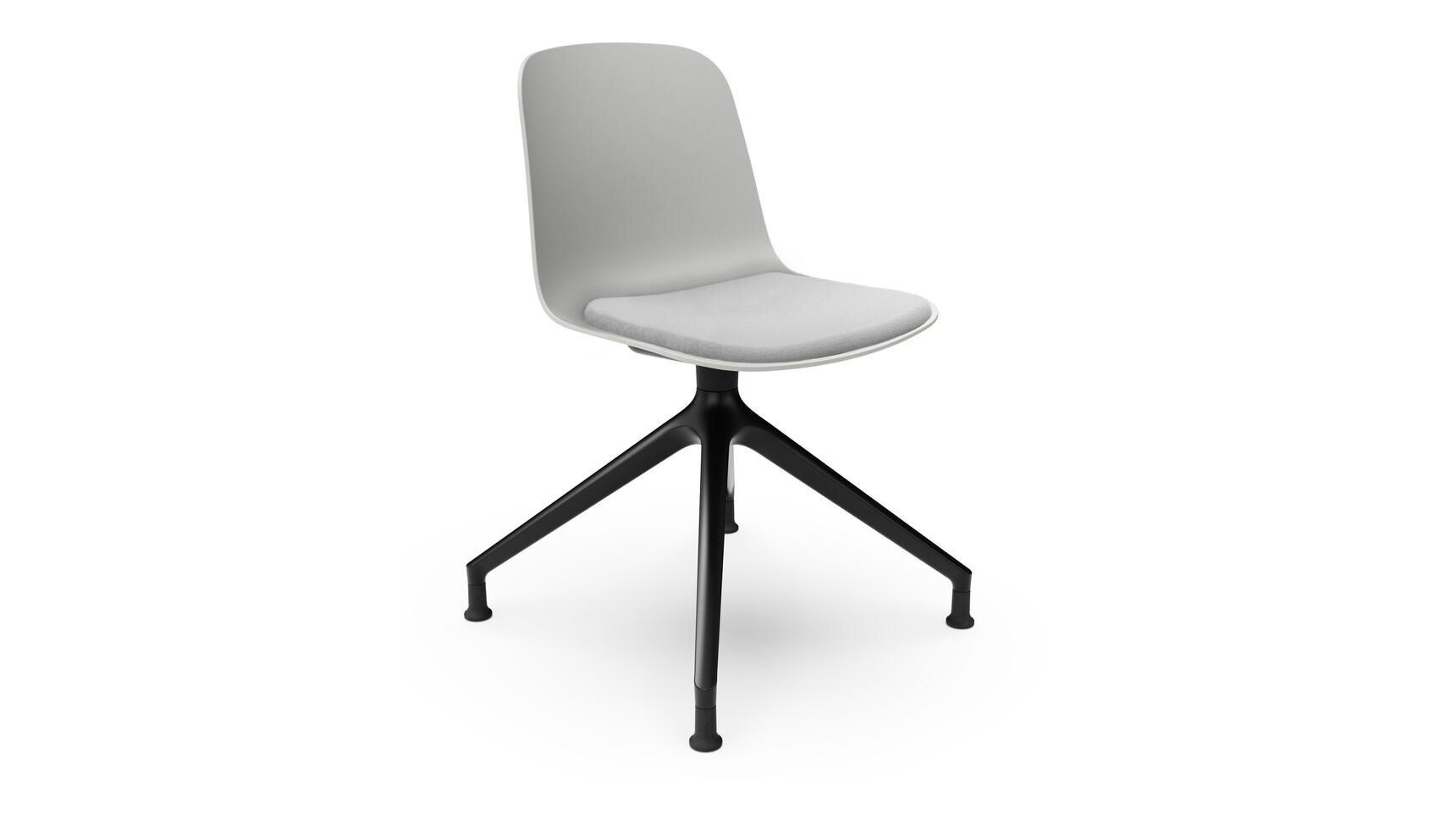 Workstories Cici Seat Pad Side Chair Black 4 Star Base Chalk Front Quarter Angle