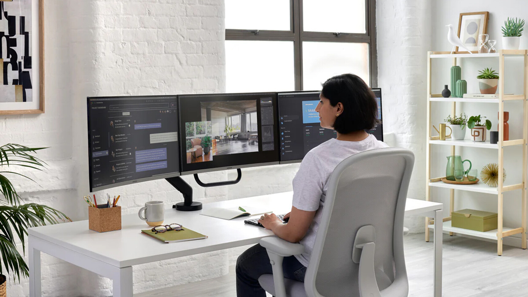 CBS Flo X Multi Monitor Arm Triple Monitors Black Finish Family Image