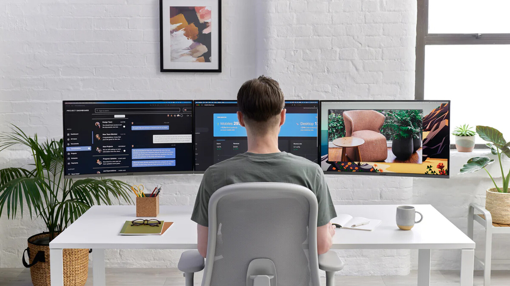 CBS Flo X Multi Monitor Arm Triple Monitors Family Image