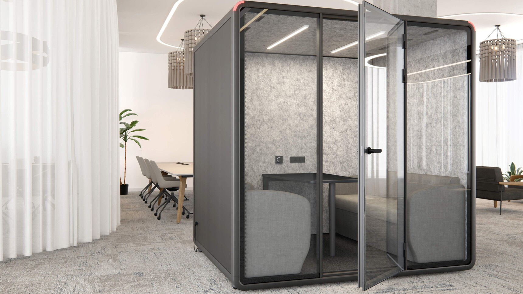 Elite Serene Open Meeting Pod Black Finish In Office Setting