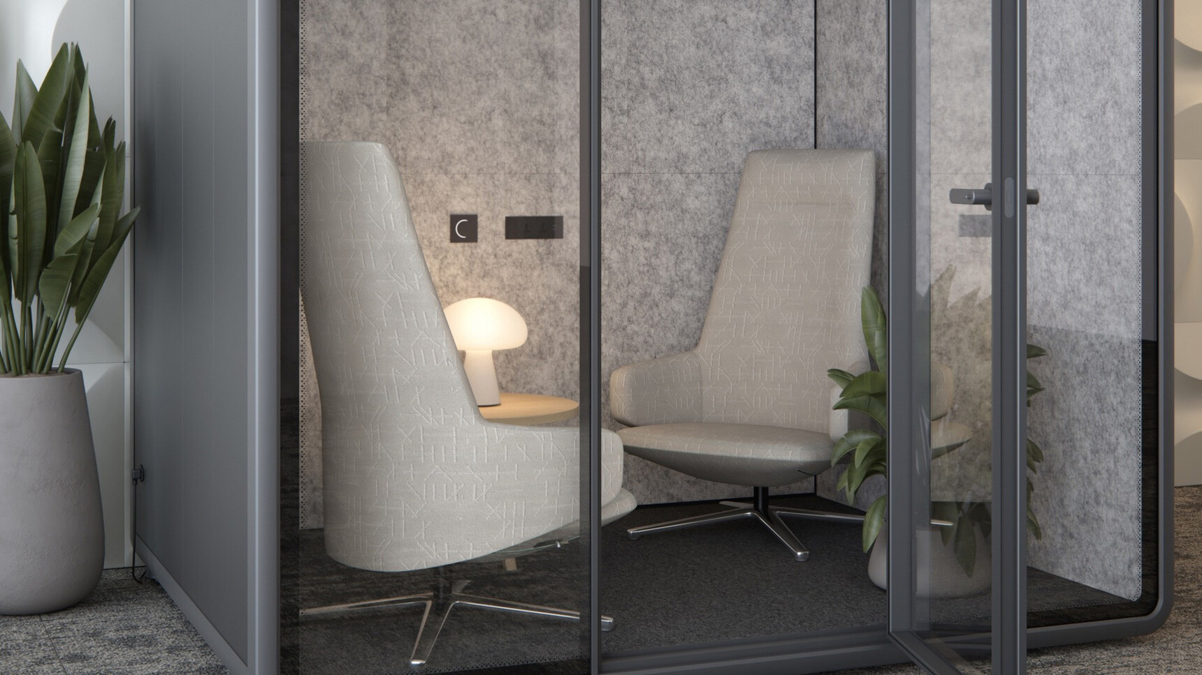 Elite Serene Open Meeting Pod In Office Environment Detail Image Of Chairs