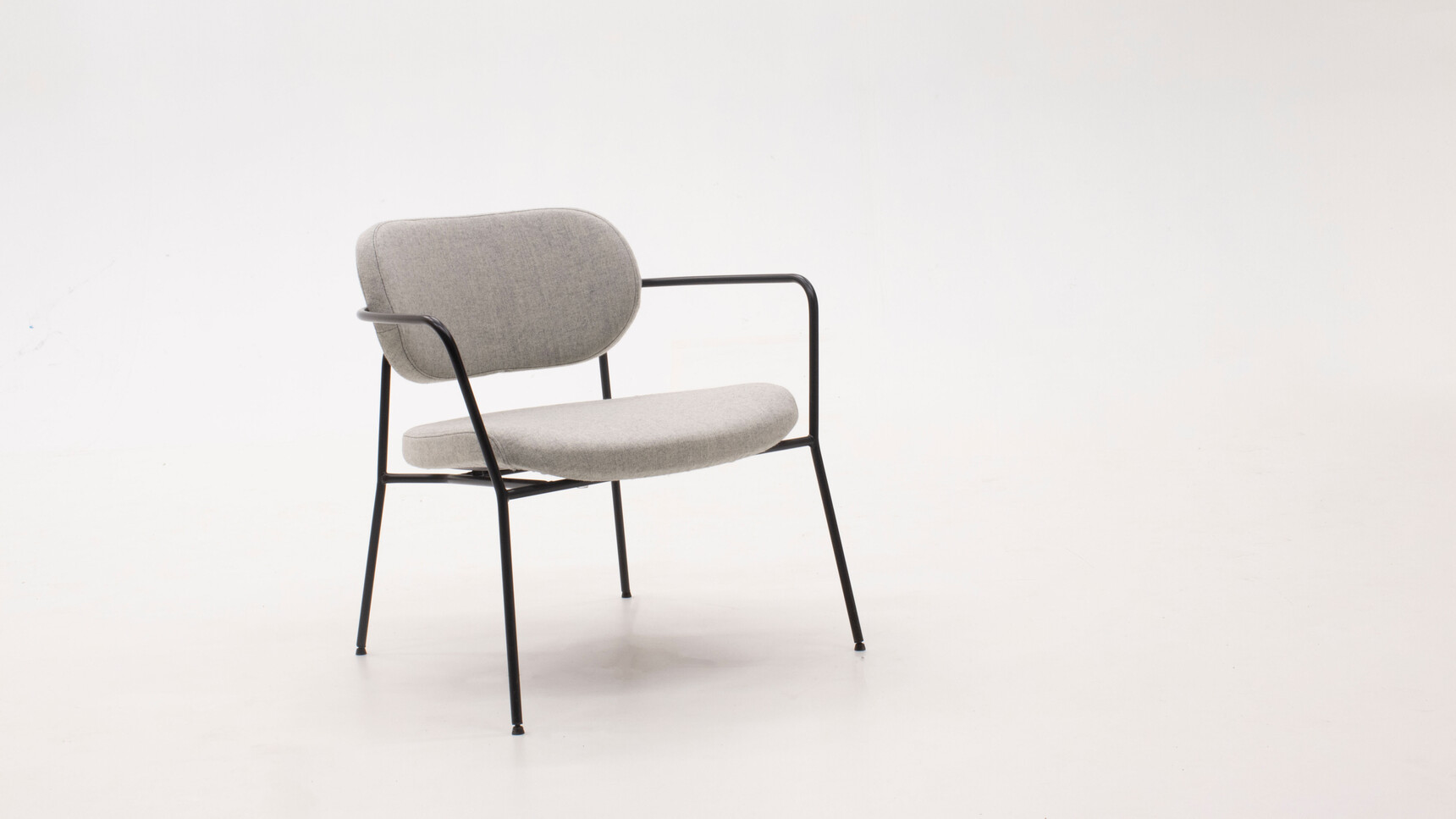 Verco Klara Lux Armchair Grey Upholstery Black Frame Front Quarter Angle Family Image