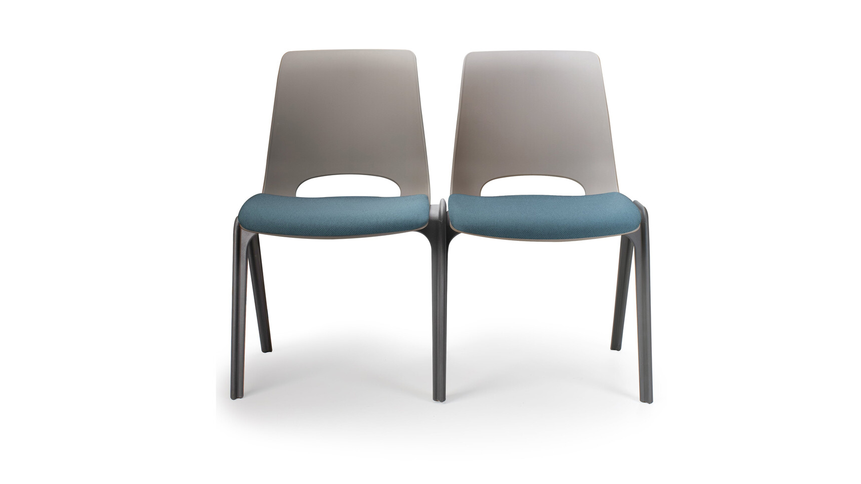 Verco 4U Simple-Stacking Chairs With Seat Pads Taupe Finish Blue Seat Upholstery Family Image