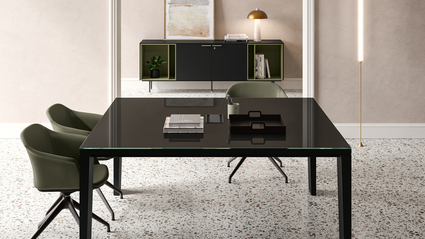 Bralco Sile 4 Glass Meeting Table In Situ