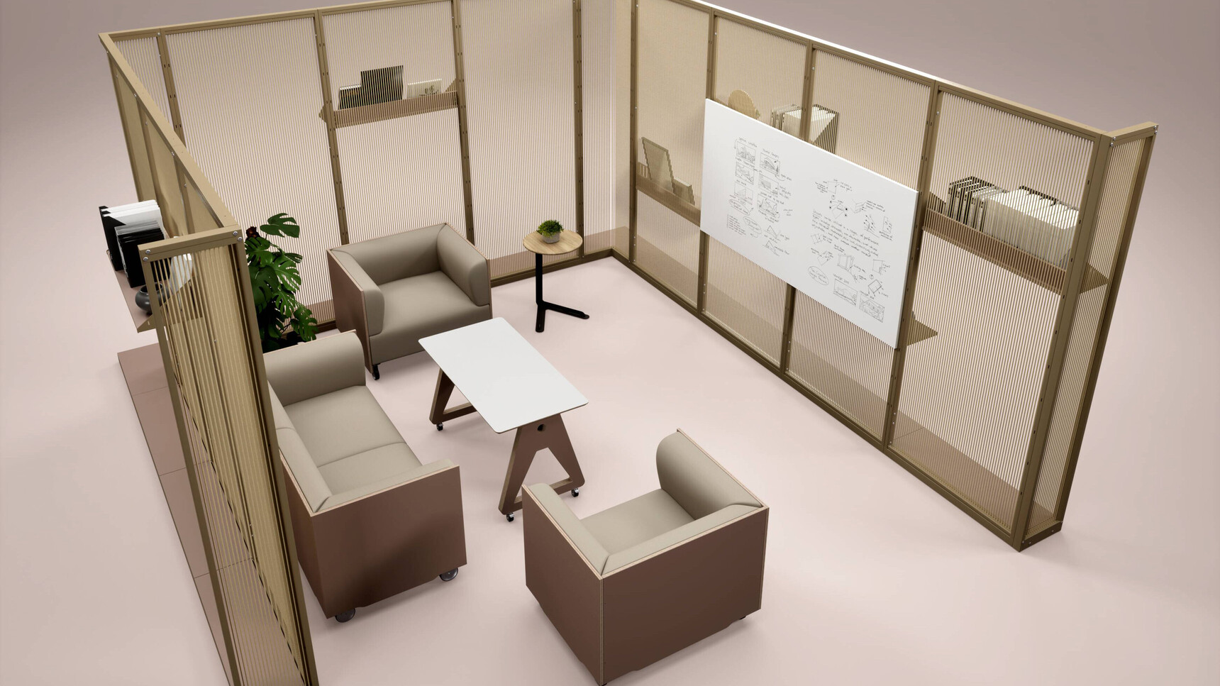 Connection Harp Focus Space Divider Grey Beige Finish Family Image