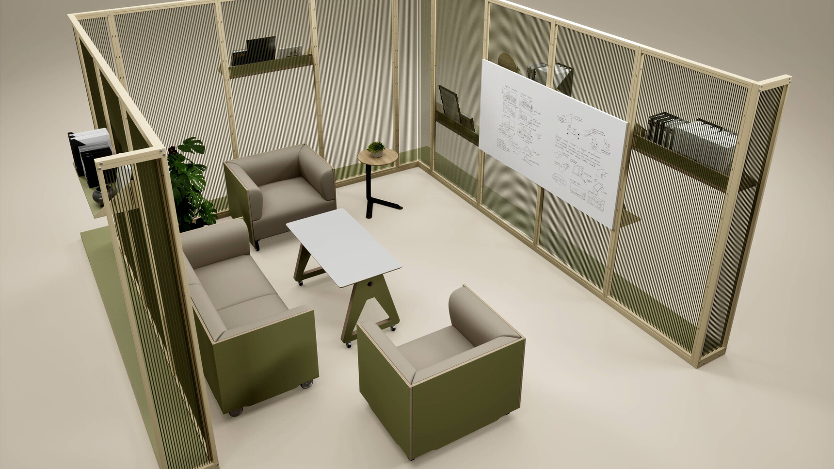 Connection Harp Focus Space Divider Light Ivory Finish Family Image