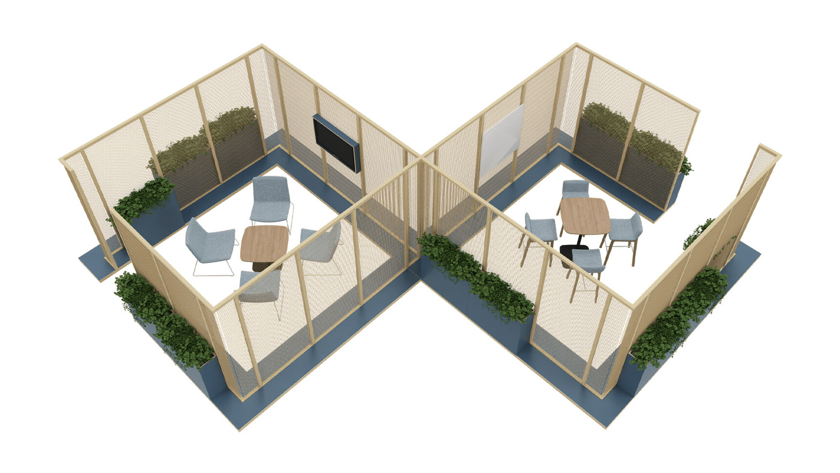 Connection Harp Cross Cut-Out Space Divider Light Ivory Finish Family Image