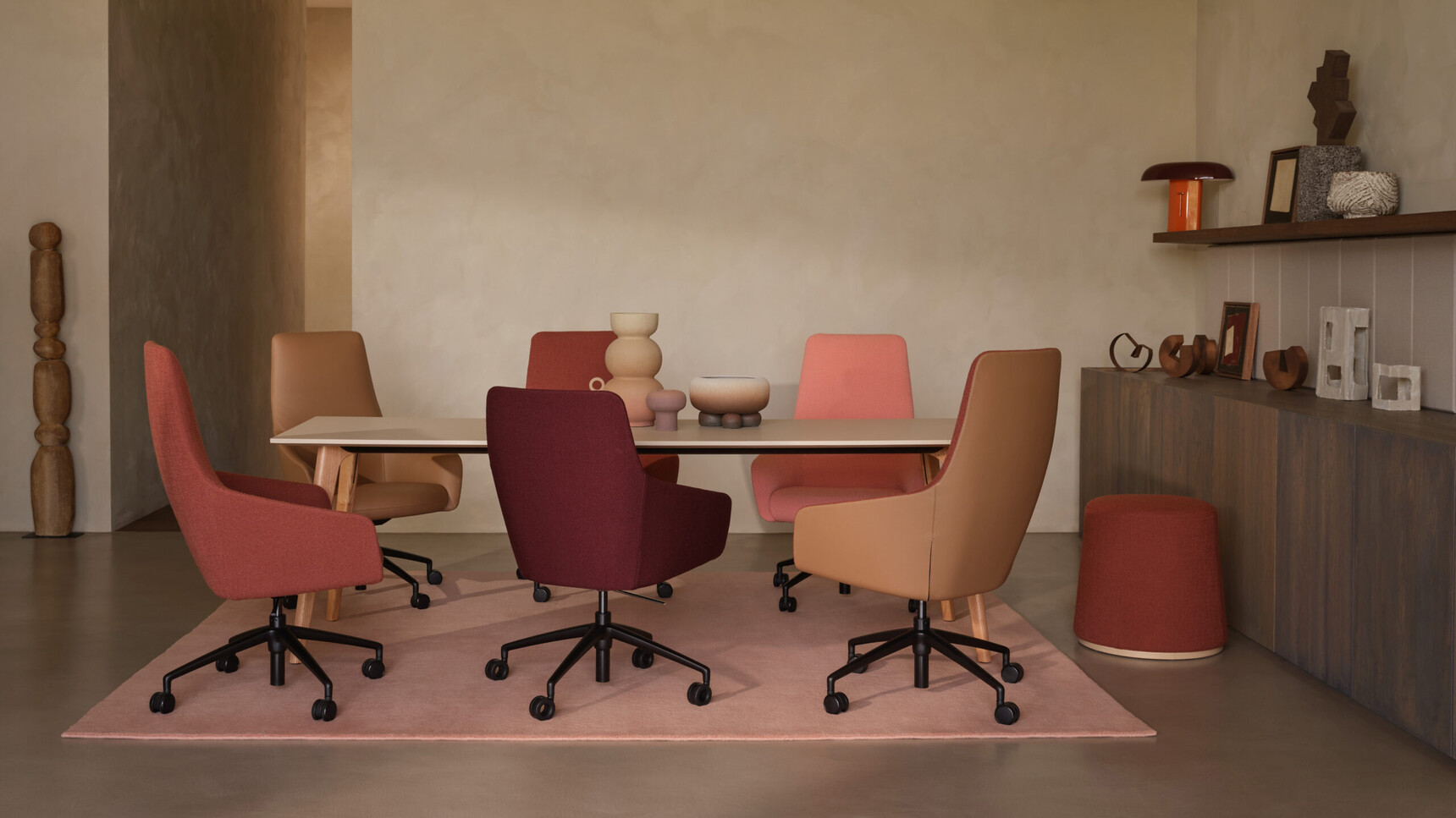 Boss Design Uma High Back Lounge Chair With Four Star Base On Castors With Mid Back In Situ